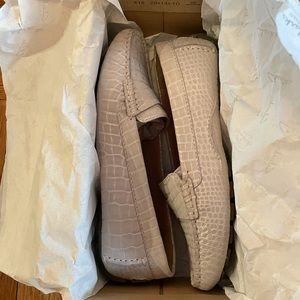 never worn before faux snakeskin clarks loafers